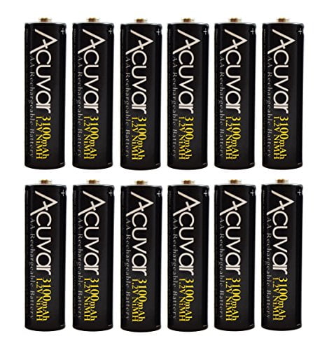 12 Acuvar High Capacity AA Rechargeable Batteries 3100mAh NiMH