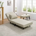 thumbnail image 2 of 3 in 1 Foldable Linen Chaise Lounge with Adjustable Backrest, Footrest & Detachable Pillow, Convertible Chair Bed, Accent Chair, Small Space Sofa Bed for Living Room, Bedroom and Office, Beige 74537, 2 of 11