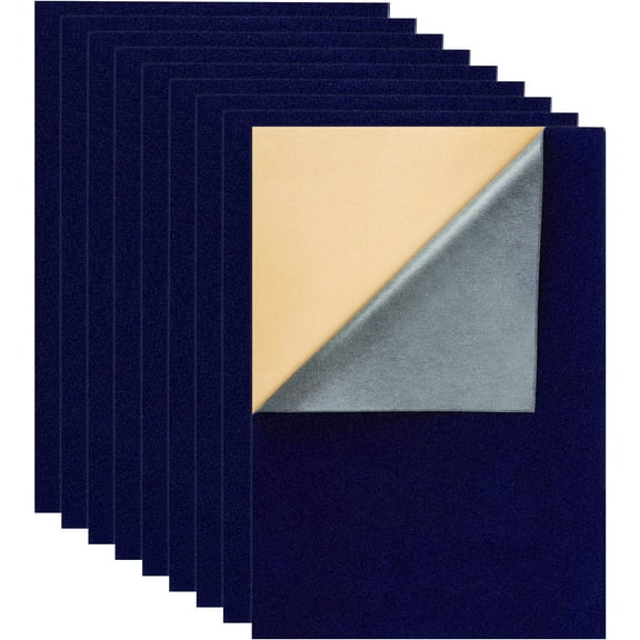 12PCS Velvet (Midnight Blue) Fabric Sticky Back Adhesive Felt Sheet11.5"x15.5" Self-Adhesive Durable and Water Resistant Multi-purpose Ideal for Art and Craft Making Blue