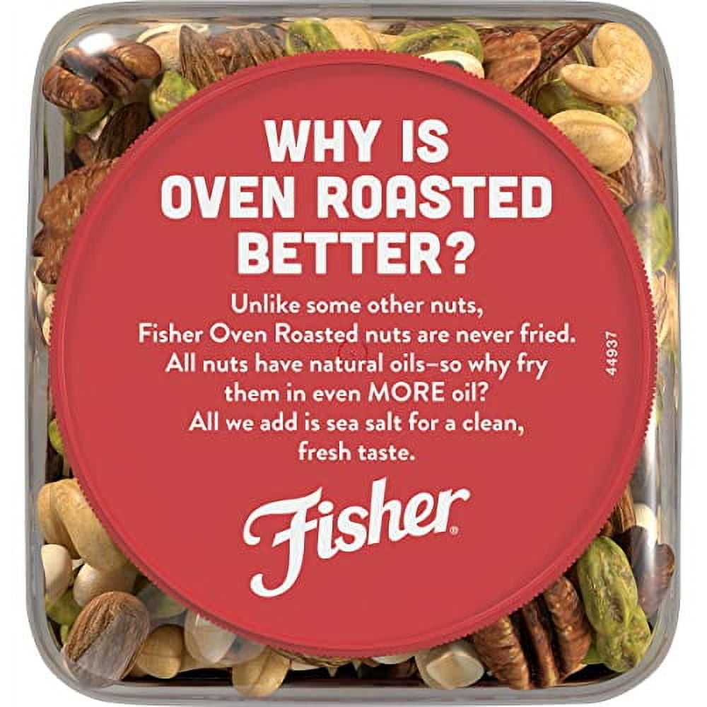 Fisher Oven Roasted Never Fried Mixed Nuts with Peanuts, 24 Ounces (Pack of 1), Peanuts, Almonds, Cashews, Pistachios, Pecans, Snacks for Adults, Made With Sea Salt, No Added Oils, Artificial Ingredie