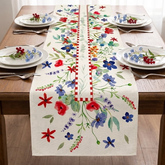 4th of July Decorations Outdoor 4th Of July Decorative Tablecloth And Table Runner Independence Day Patriotic Table Linen Set Dining Table Home Decoration
