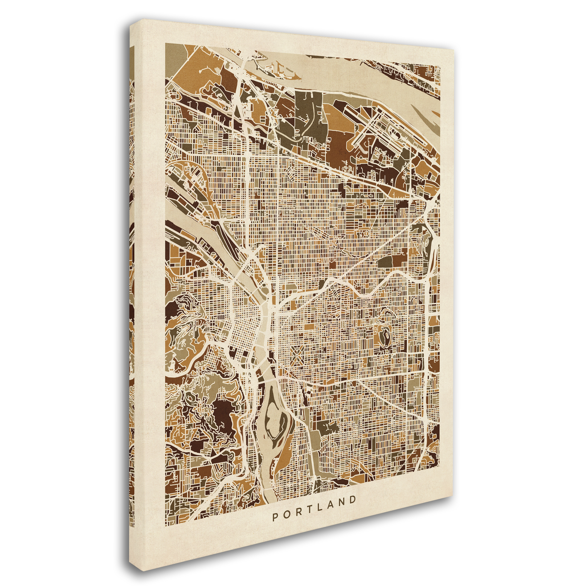 Trademark Fine Art 'Portland Oregon City Street Map II' Canvas Art by Michael Tompsett