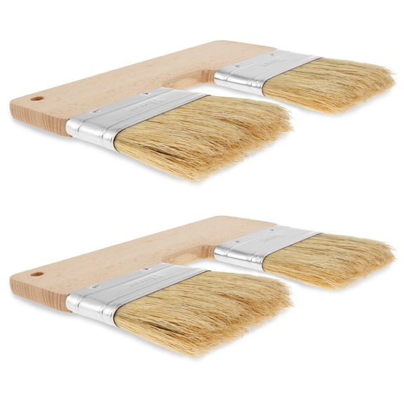 Ikoopy Double Paint Brush U Shaped Double Color Brush Reusable Double Head Painting Brush with Wood Handle Double Color Brush 7.68 Inch Wall Paint Double Brush for Painting