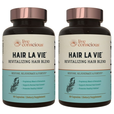 Hair La Vie Revitalizing Blend Hair Vitamins with Biotin, Collagen and Saw Palmetto for Women and Men (2-pack)
