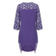 thumbnail image 4 of Lilgiuy Women Lady Patchwork Mesh Crewneck Three Quarter Sleeve Plus Size Dress Purple 2022 Fall Winter, 4 of 5
