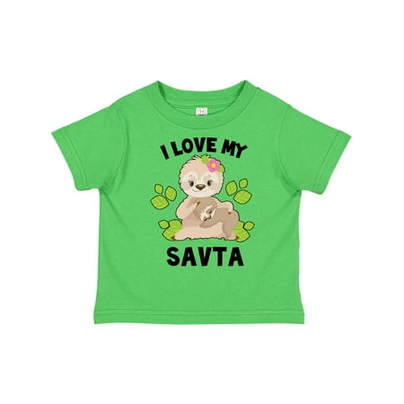 

Inktastic Cute Sloth I Love My Savta with Green Leaves Gift Toddler Boy or Toddler Girl T-Shirt