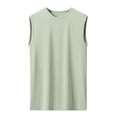 thumbnail image 4 of Tank Tops Men Summer Solid Color Ice Silk Mesh Round Neck Sleeveless Breathable Sports Muscle Breathable Vest Tee Shirts Outwear,Green,XXXXL, 4 of 4
