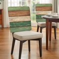 thumbnail image 6 of Farmhouse Dark Sage Green Brown Chair Back Covers, Vintage Wooden Striped Removable Chair Covers for Dining Chairs Set of 6, Washable Chairs Slipcovers Back Seat Protector for Wedding Party 19"x20", 6 of 9