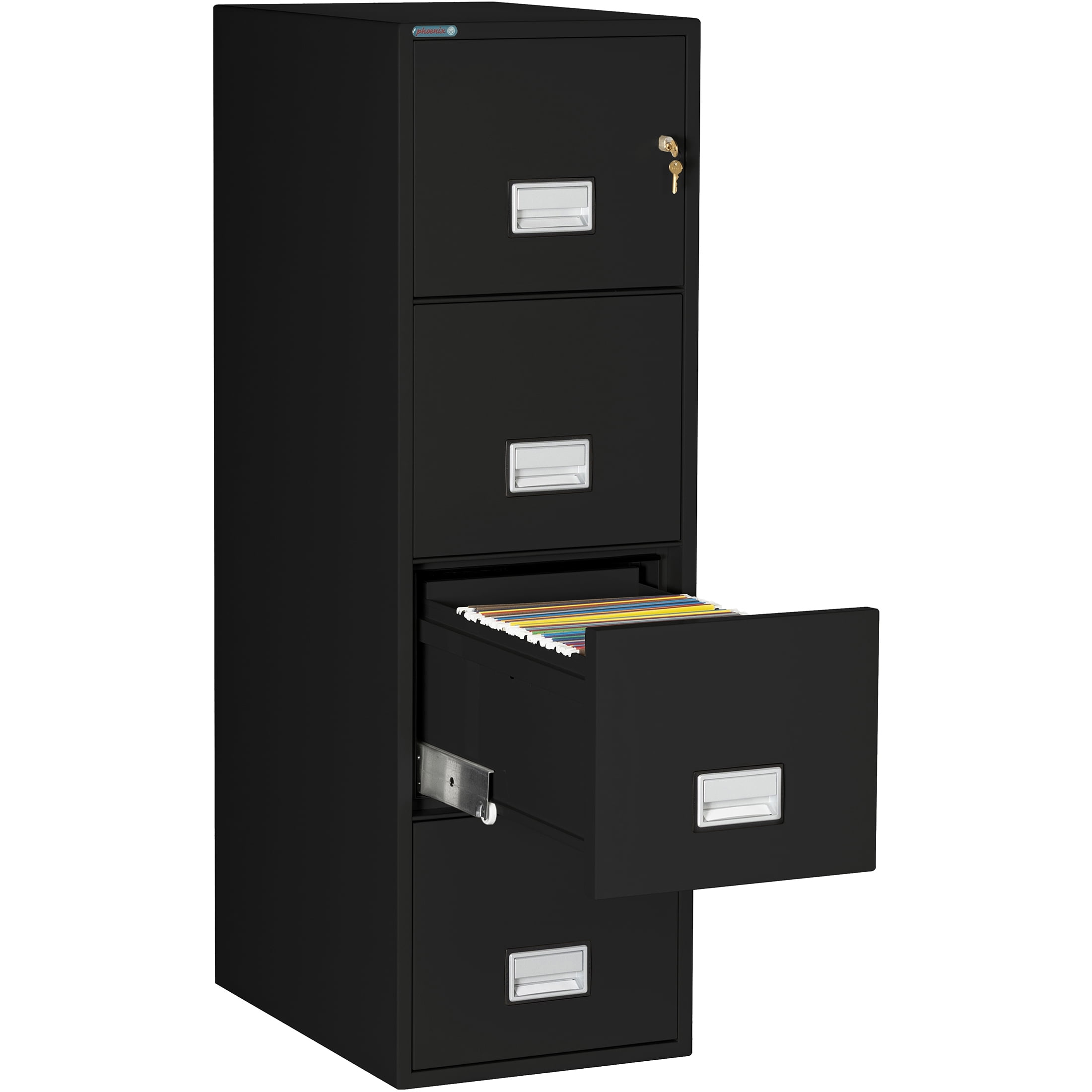 Phoenix Safe International B2372828 Vertical 25 in. 4-Drawer Letter Fire & Water Resistant File Cabinet, Black - LTR4W25B.