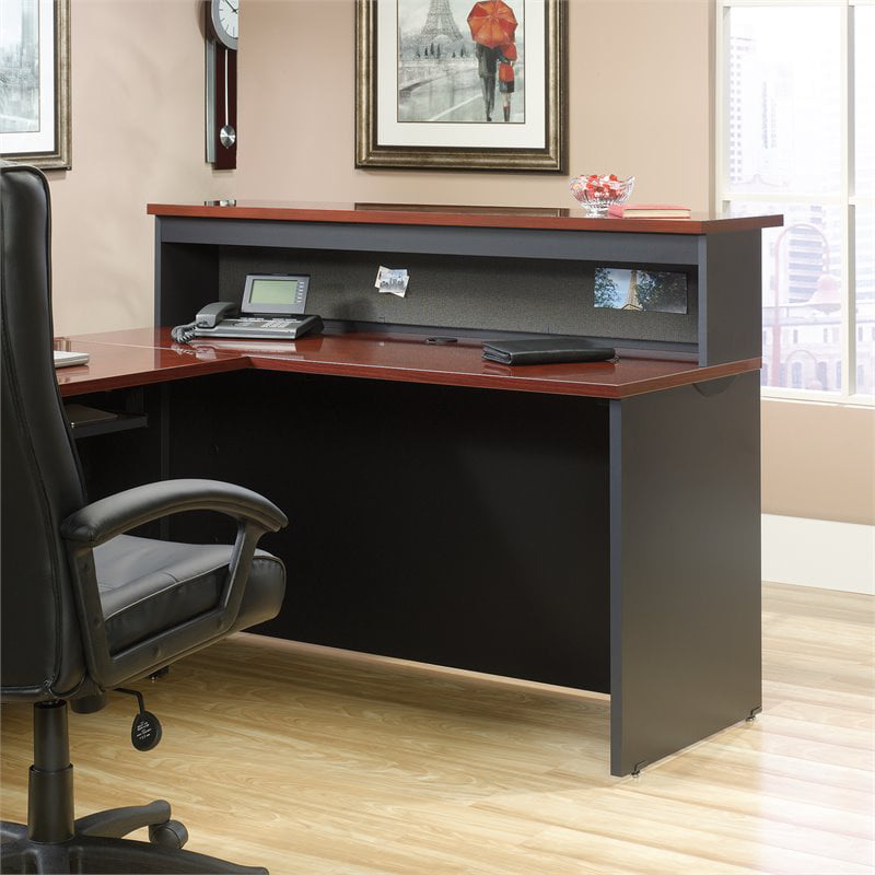 Sauder Via Office Reception Desk, Office Desk With Credenza And Hutch