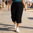 thumbnail image 5 of Zormilly Capri Pants for Women, Loose Lightweight Plus Size Pants with Pockets, Split Hem Black Cropped Pants Vacation, XL-5XL, 5 of 8