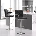 thumbnail image 2 of VECELO Bar Stools with Back and Armrest Set of 2, PU Leather Adjustable Height Swivel Counter Height Barstools, Black, 2 of 9