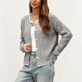 thumbnail image 6 of Xdegoge Cardigan Sweaters for Women Lightweight Button Down Crewneck Long Sleeve Pointelle Knit Sweaters Hollow Out Fall Winter Elegant Soft Crochet Knitwear, 6 of 9