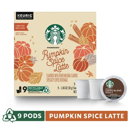 Starbucks Pumpkin Spice Caffe Latte Single-Cup Coffee for Keurig Brewers, Box of 9 K-Cup