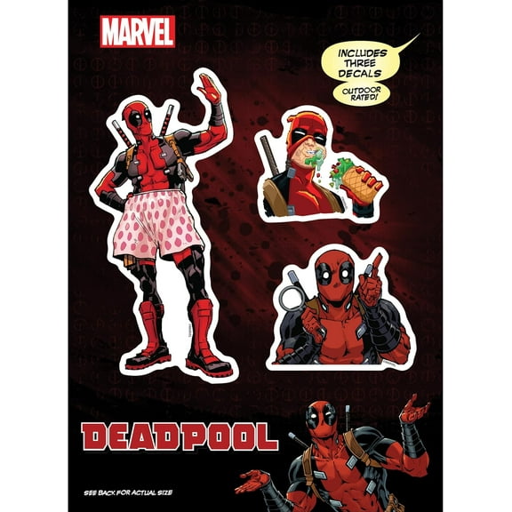 Marvel Deadpool Vinyl Decals - Set of 3 Deadpool Vinyl Car Stickers for Window Truck Bumper Laptop Tumbler Cup Cell Phone Marvel Licensed