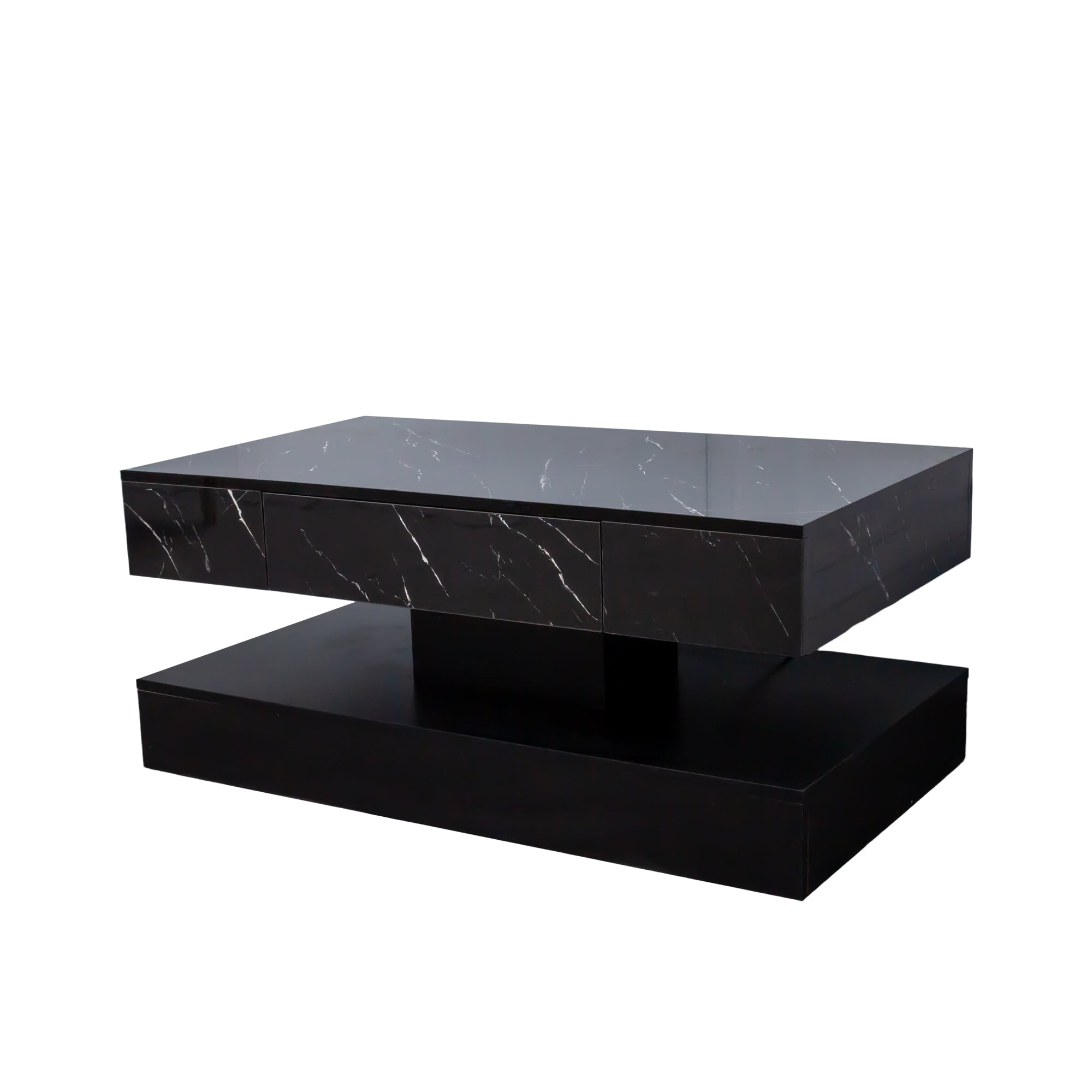 Modern LED Coffee Table with Storage Drawer for Living Room, White