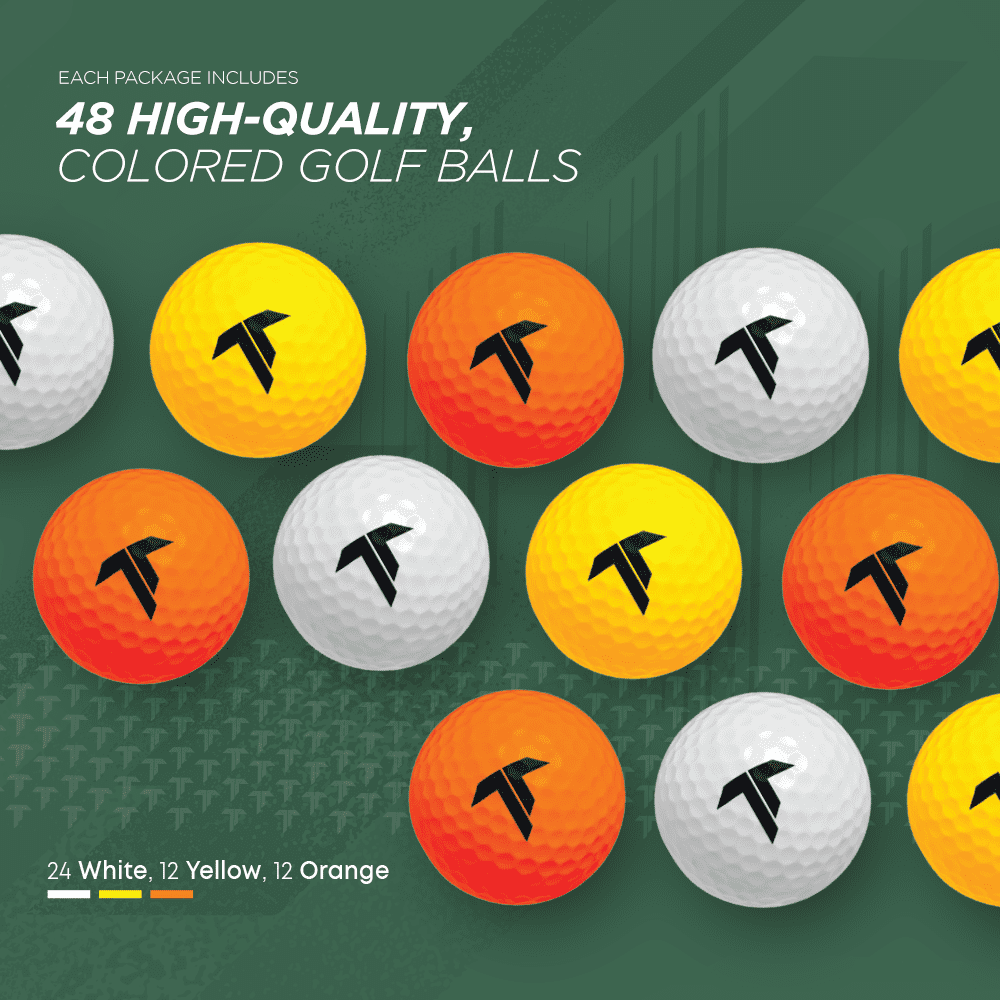 Truscope Long Distance Golf Balls, Soft Core, Less Spin & Higher Speed, New 48-Pack, Multi-Colored
