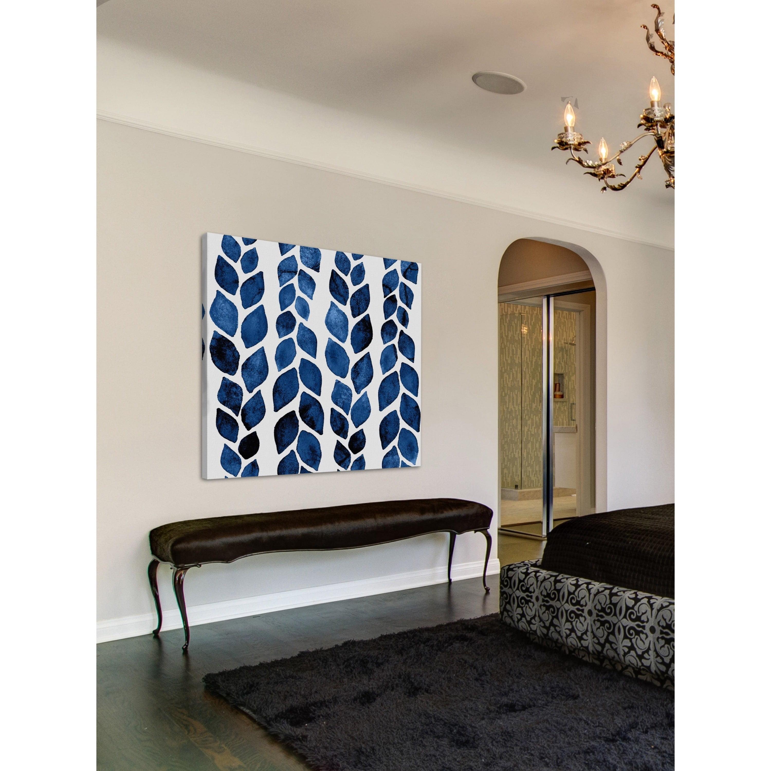 "Blue Petal Tracks" Painting Print on Wrapped Canvas