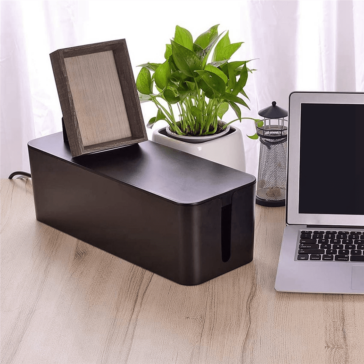 3X Cable Management Box, Wire Storage Box, Used to Hide the Power Strip, Suitable for Home/Office (Black)
