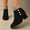 Black, variant on Amzcrzy Ankle Boots for Women Women's Fashion Casual Winter Short Boots Solid Color Splicing Lace Round Toe Side Zipper Chunky Heel Mid Heel Ankle Boots Womens Booties Women's Boots