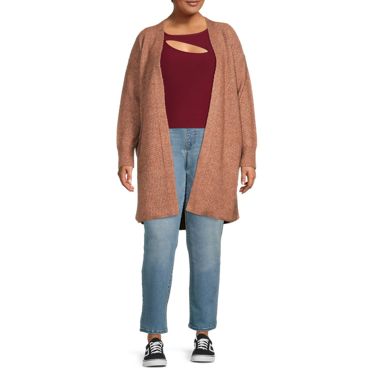 Terra & Sky Women's Plus Size Drop Shoulder Print Sweater, Midweight