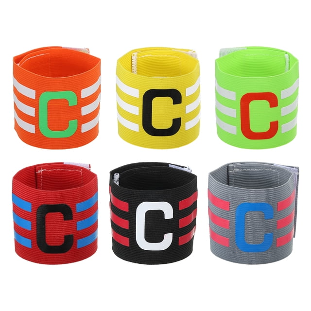Unique Bargains Brassard de Capitaine Réglable Élastique pour Soccer, Multicolore, Lot de 6