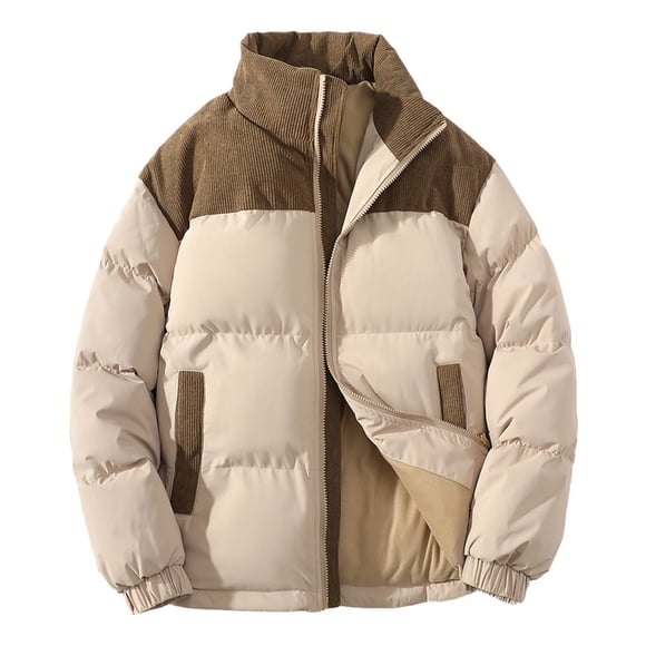 DondPO Puffer Jacket Womens Women's Winter Coats Corduroy Puffer Jacket Men Casual Zip Up Long Sleeve Lightweight Down Jackets Winter Jackets for Women Furry Jacket Brown XL Clearance!