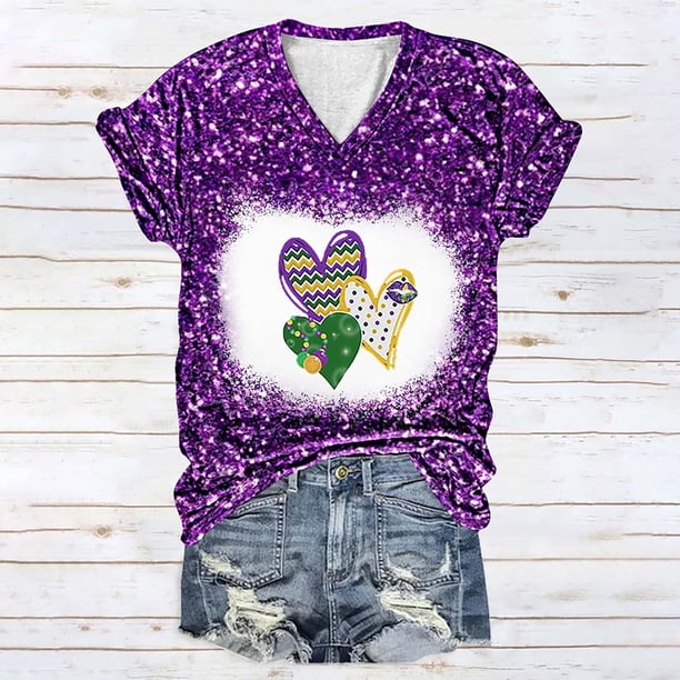 Fiudx Ofertas de La Semana Top de Manga Corta con Cuello En V y Estampado Informal para Mujer