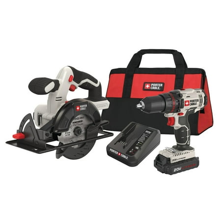 - Factory-Reconditioned Porter-Cable PCCK612L2R 20V MAX Cordless Lithium-Ion 1/2 in. Drill & 5-1/2 in. Circular Saw Combo Kit (Refurbished)