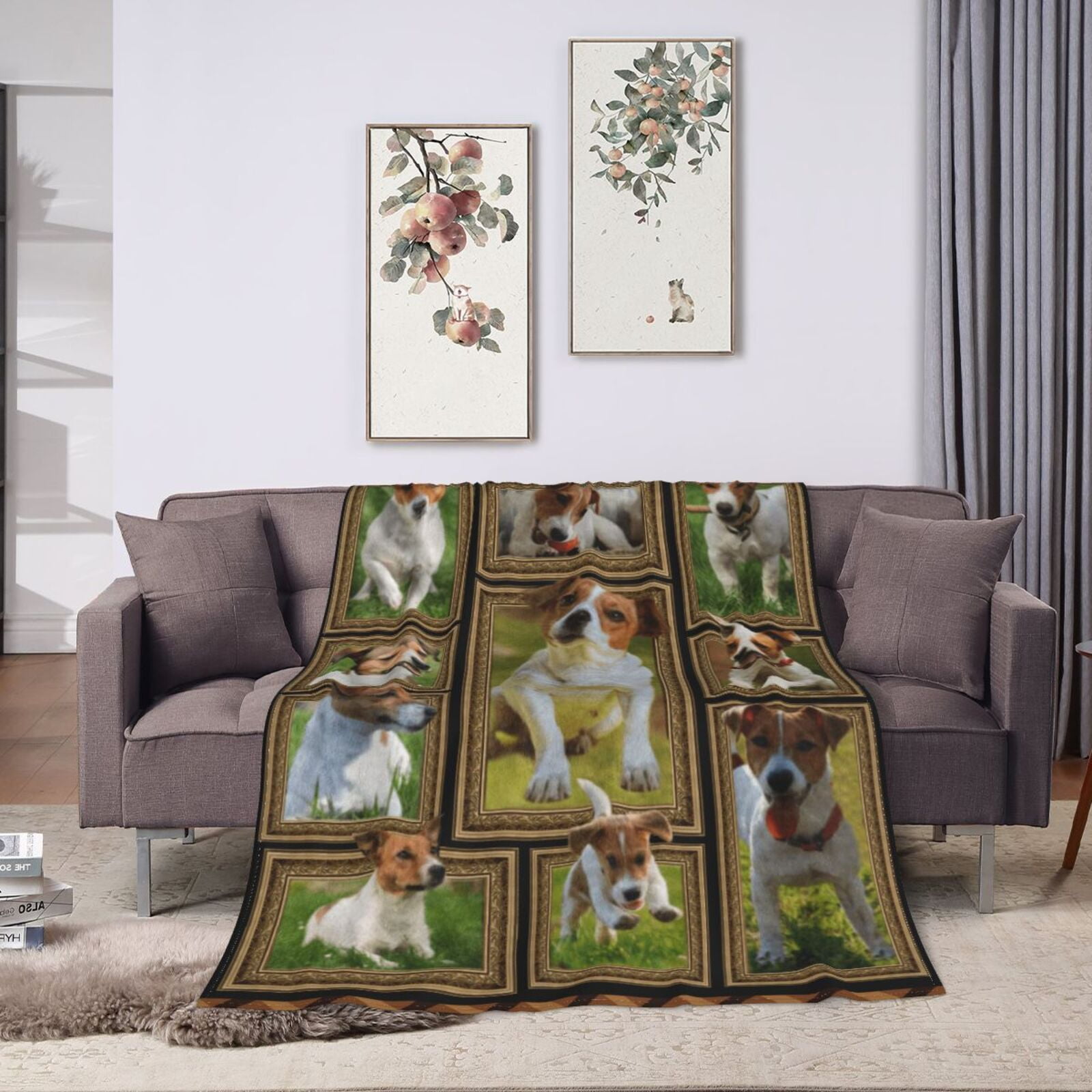 Wijzvio Jack Russell Terrier Dog Throw Blanket Soft Fuzzy Fleece Blanket For Couch Bed Living Room Decoration 80"X60"