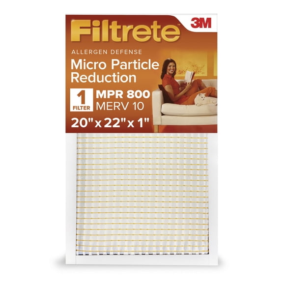 Filtrete 20x22x1 HVAC Furnace Air Filter, MPR 800 MERV 10, Micro Particle Reduction, 1 Filter