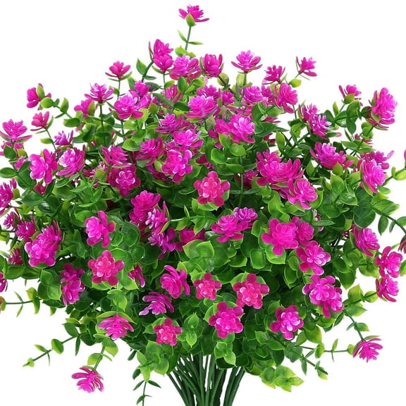 GRNSHTS 6 Pcs Artificial Flowers, Fake Outdoor Flowers UV Resistant, Lifelike Plastic Flowers for Indoor Outdoors Home Office Garden Wedding Decorations(Fuchsia)