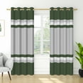 thumbnail image 3 of Nanqianyi Dark Green & Grey Stripe Blackout Curtains 42 x 96 Inch, Thermal Insulated Grommet Drapes for Bedroom/Living Room, 2 Panels, 3 of 9