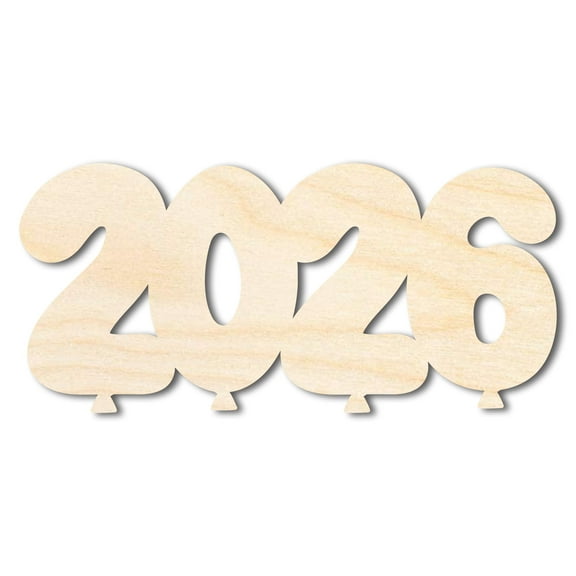 Unfinished Wood 2026 Balloons Shape 10" / 1/4"