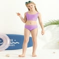 thumbnail image 5 of GYRATEDREAM Girl's 2 Piece Swimsuit Sport High Waist Teen Kids Bikini Set Bathing Suit Swimwear for 11-12Y Purple, 5 of 9