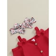 thumbnail image 6 of Bslissey Baby Girls Christmas 3Pcs Outfits Cold Shoulder Long Sleeve Ribbed Romper + Print Flared Pants + Headband 6M 12M 18M 24M Infant Toddler Casual Clothes, 6 of 9