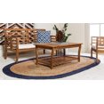 thumbnail image 1 of Hut Natural Fiber Braided Oval Vintage Area Rug - Jute Tress de lit Sisal Rug (6x9 feet, Brown + Blue Border), 1 of 2