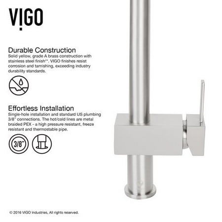 Vigo All-in-One 23" Undermount Stainless Steel Kitchen Sink and Faucet Set