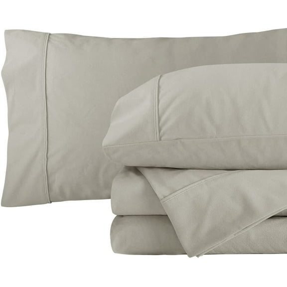 Marquess 4 Pieces Microfiber Flannel Sheet Set, Full Size Linen Color