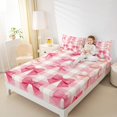 thumbnail image 4 of Manfei Dreamy Princess Ribbon Bed Sheets, Girly Pink Buffalo King Sheets, Teens Kids Girls Female Sheet Set, Microfiber Bedroom Decor, 4-Piece, 4 of 7