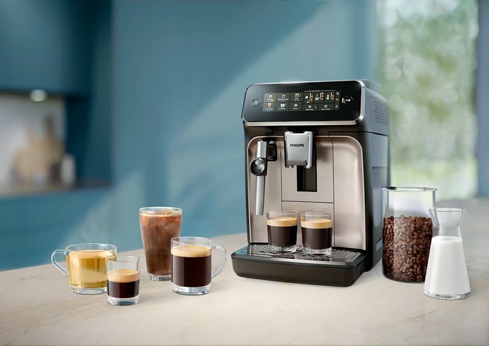 Restored Philips 3300 Automatic Espresso Machine, Black Chrome | 5 Recipes | EP3326/90 (Refurbished)