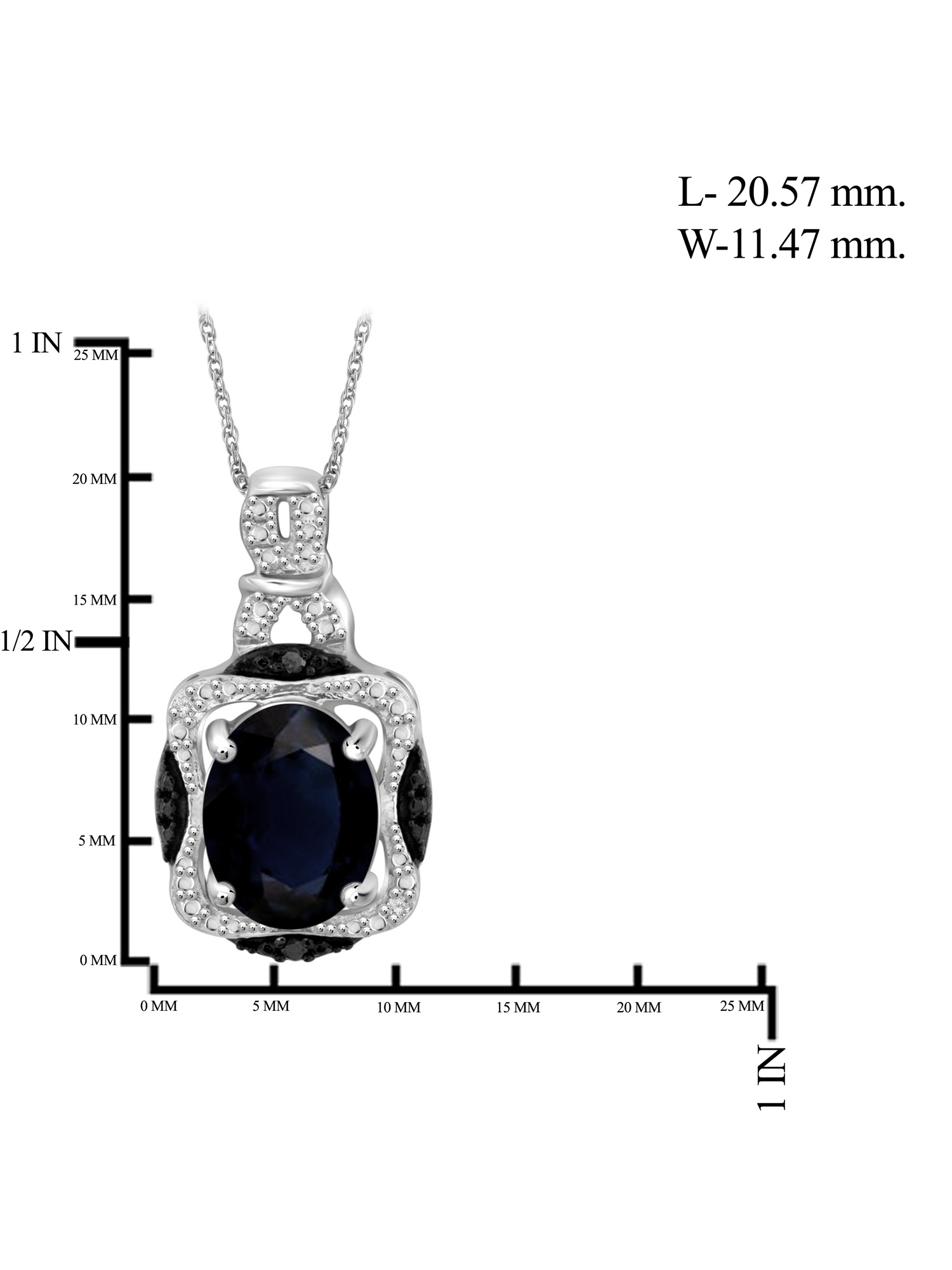 6.00 Carat T.G.W. Sapphire And Black & White Diamond Accent Sterling Silver 3-Piece Jewelry set