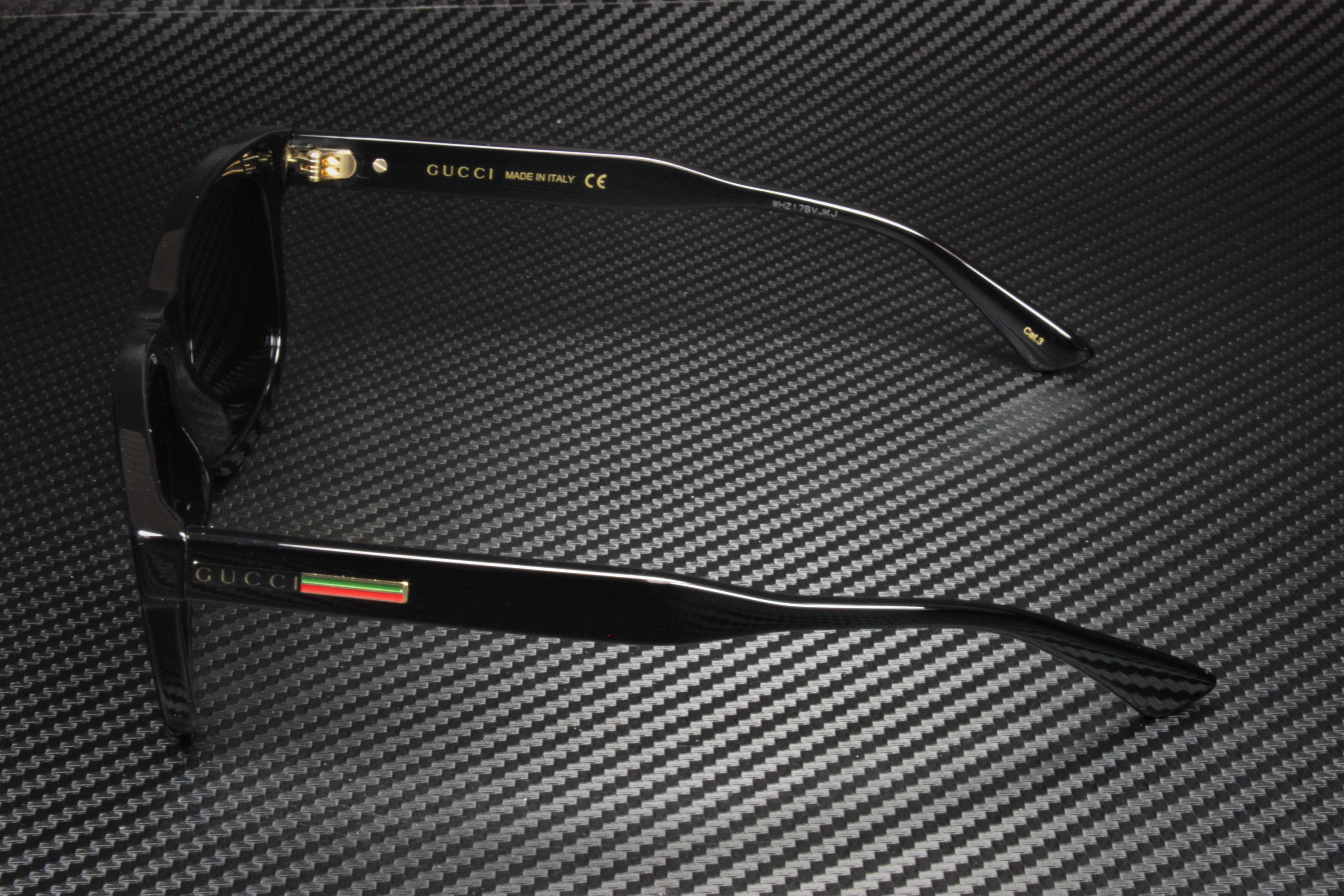 GUCCI GG0824S 005 Rectangular Squared Black Shiny Grey 55 mm Men's Sunglasses