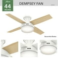 thumbnail image 3 of Hunter 44 inch Indoor Ceiling Fan with LED Light and Remote Control - White Modern Ceiling Fan, Low Profile Mount, 4 Blades, For Bedroom, Living Room, or Kitchen, Quiet - Dempsey 59244, Fresh White, 3 of 15
