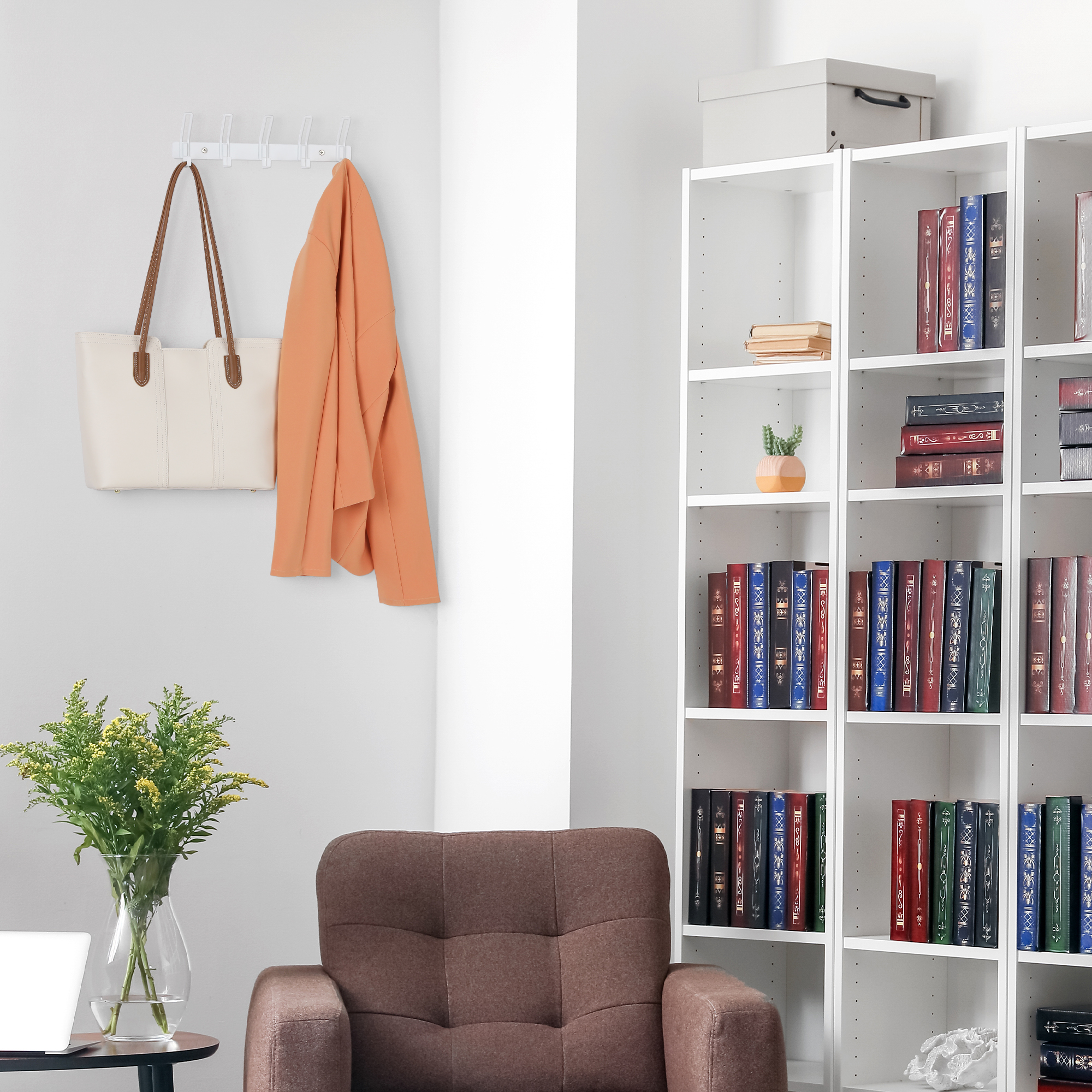 Unique Bargains Wall Mount Coat Rack Hook for Bathroom and Bedroom Organization White 5