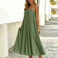 thumbnail image 6 of Ygbgbb Women's Spaghetti Strap Pleated Maxi Dress, Flowy Sundress, Pleated Design Lightweight Dress for Beach & Vacation Green S, 6 of 8