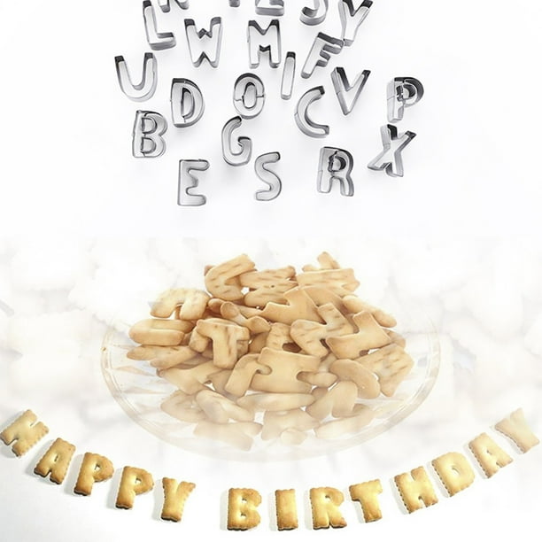 Utensilios de repostería Galletas de fondant Pasteles Fruta y verdura Cortar Acero inoxidable 26 letras Galletas DIY