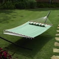 thumbnail image 2 of Nantucket Reversible Double Hammock - Elm Green Stripe & Solid, 2 of 4
