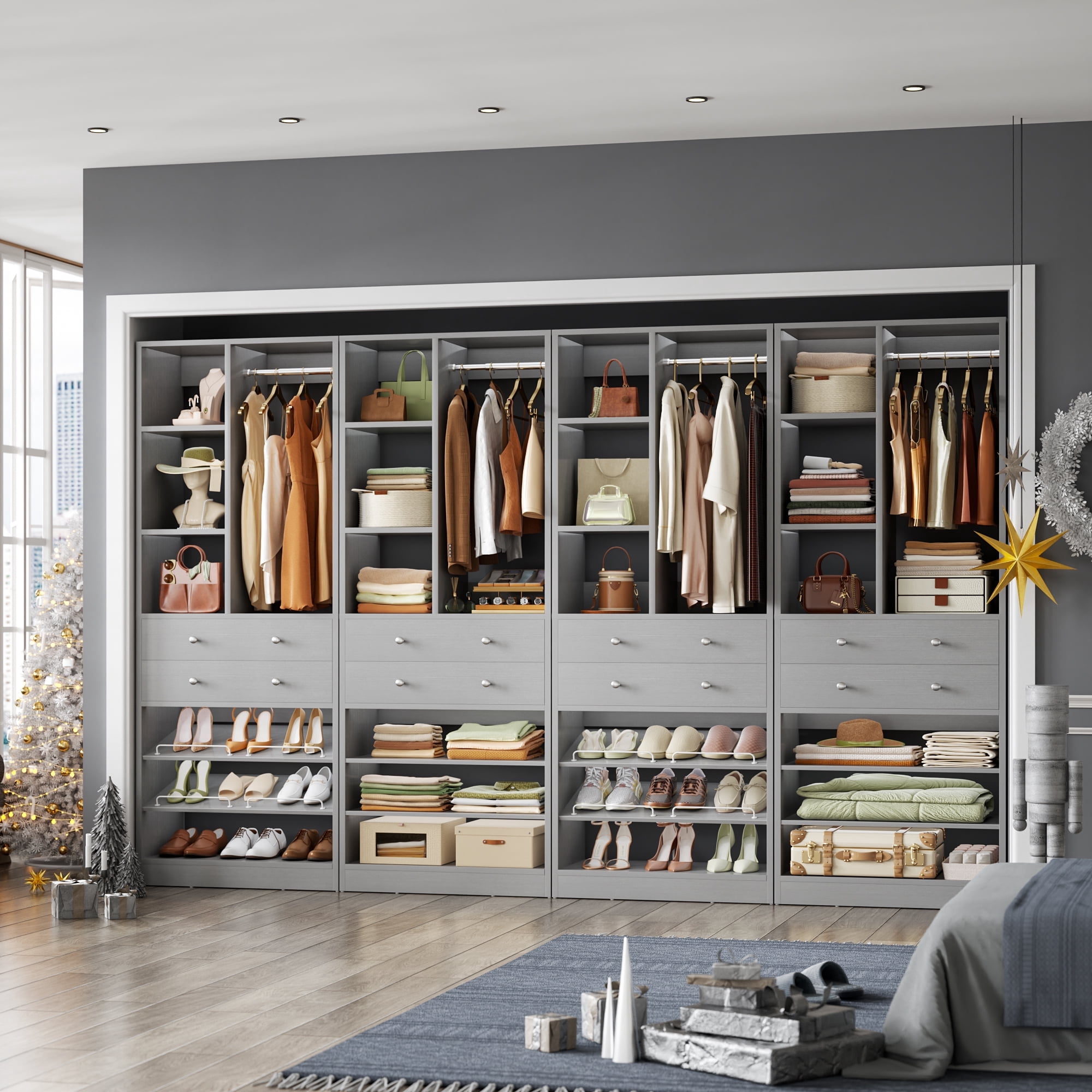 Homieasy 112 Inch (9.2 FT) Freestanding Wardrobe Closet Organizer