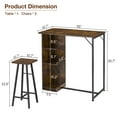 thumbnail image 4 of EDTara Ensemble Rétro de Table de Bar 3 Pcs, Table à Manger Compacte pour 2 avec 3 Étagères de Rangement et Tabourets, Idéal pour Appartements, 4 of 8